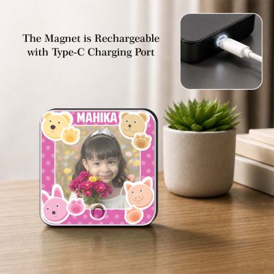 Birthday Gift for Daughter Personalised Musical Fridge Magnet with Custom Photo, Name and Song, Rechargeable & Music Playabe Feature Return Gift for Kids